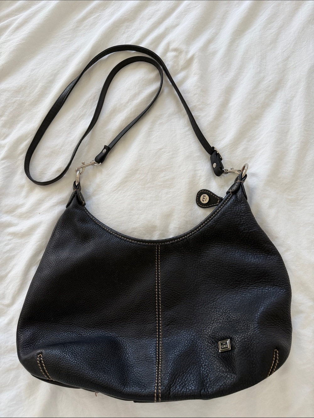 The Sak Black Pebbled Leather Shoulder Bag